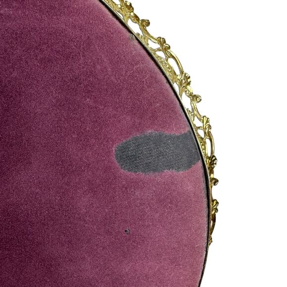 Vintage Oval Ornate Gold Metal Trimmed Mirrored Large Vanity Tray - Picture 5 of 5